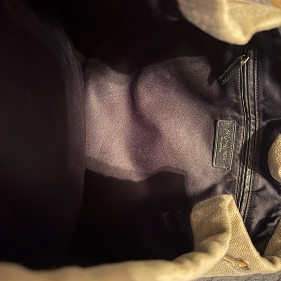 Yves Saint Laurent Tan Canvas Tote with Gold Accents - Picture 4 of 4